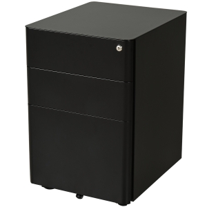 Caisson de bureau rangement bureau sur roulettes 3 tiroirs coulissants verrouillables trieur à dossiers acier