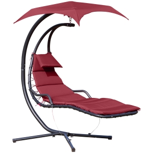 Outsunny Fauteuil Suspendu de Jardin avec Pare-Soleil Lit de Vin