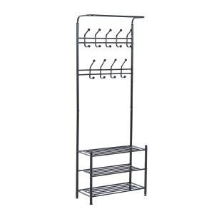 Homcom Portant Vêtement Multi-Rangements Noir 67 x 30 x 185 cm
