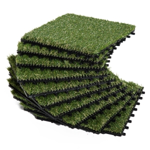 Outsunny Set de 10 Dalles de Gazon Synthétique Vert 30 x 30 x 3,5 cm