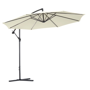 Outsunny Parasol Déporté Octogonal en Métal Blanc 300 x 300 x 250 cm