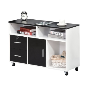 Support d'imprimante multi-rangements panneaux particules noir blanc