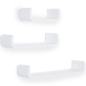 Homcom Lot de 3 Étagères Murales Flottantes Blanc 60 x 15 x 10 cm
