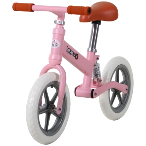 Homcom Draisienne enfant roues 12" suspension selle hauteur réglable acier rose