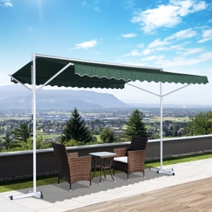 Outsunny Store Double Pente Manuel Vert Foncé 3,5 x 2,94 x 2,5 m