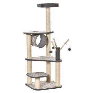 Arbre à chats multi-équipements H130 cm polyester gris