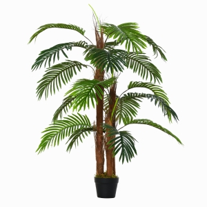 Palmier artificiel hauteur 1,2 m tronc branches lichen feuilles grand réalisme pot inclus
