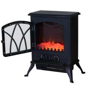 Homcom Cheminée Électrique 900-1800 W Noir 42 x 28 x 55 cm
