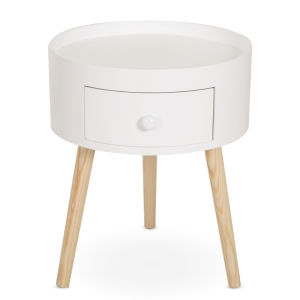 Homcom Table de Chevet Ronde en Bois Blanc 38 x 38 x 45 cm