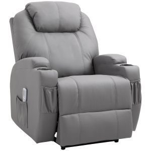 Fauteuil de relaxation et massage chauffant inclinaison dossier repose-pied électrique revêtement synthétique
