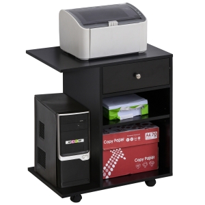 Support d'imprimante organiseur bureau 2 niches tiroir espace CPU + grand plateau