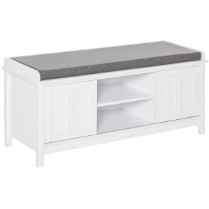 Banc de rangement avec coussin - banc à chaussures multi-rangement gris blanc