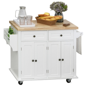 Desserte de cuisine multi-rangements MDF hévéa