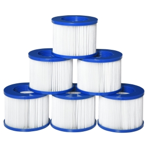 Lot de 6 cartouches filtrantes pour spa PP bleu fibres Dacron blanc
