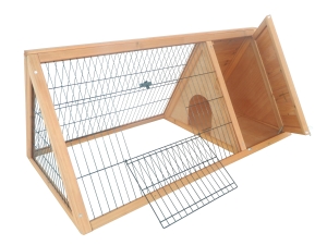 PawHut Clapier Triangulaire en Bois Beige 116 x 62 x 53 cm
