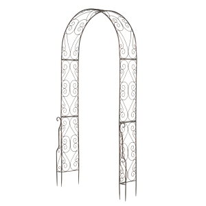 Outsunny Arche de jardin arche à rosiers style fer forgé dim. 120L x 30l x 226H cm métal époxy noir vieilli cuivré