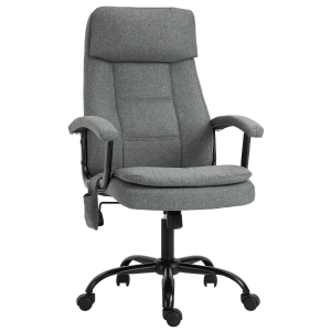 Fauteuil bureau manager massant pivotant hauteur réglable tissu lin gris