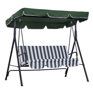 Outsunny Balancelle de jardin 3 places toit imperméabilisé inclinaison réglable coussins assise et dossier 1,72L x 1,1l x 1,52H m acier noir polyester vert