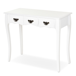 Console style table de drapier néo-rétro 3 tiroirs blanc