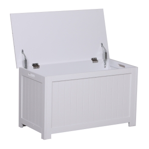 Homcom Coffre malle de rangement 81L x 40l x 46H cm MDF blanc