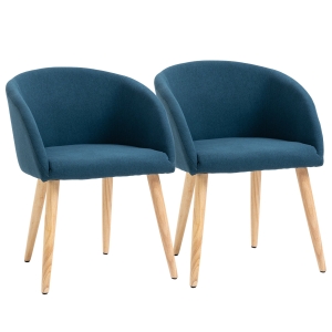 Lot de 2 chaises de visiteur style scandinave tissu aspect lin