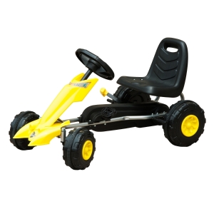 Homcom Kart à Pédales pour Enfant avec Frein Jaune 88 x 51 x 48 cm