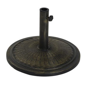 Outsunny Pied de parasol rond base de lestage Ø 48 x 34 cm résine imitation rotin poids net 13 Kg noir bronze