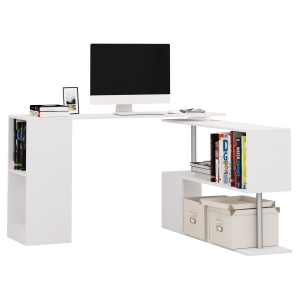 Homcom Bureau Informatique Design Contemporain Blanc 120 x 140 x 78 cm