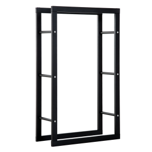Homcom Etagère Porte Bois de Cheminée Noir 60 x 25 x 100 cm