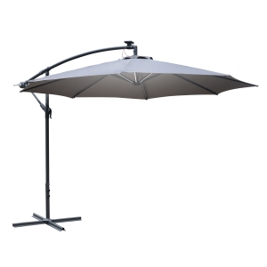 Outsunny Parasol déporté octogonal LED parasol de jardin extérieur lumineux