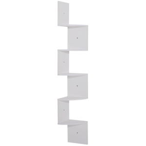 Homcom Étagère d'angle étagère de rangement design contemporain zig zag 20L x 20l x 126H cm 5 niveaux panneaux de particules blanc