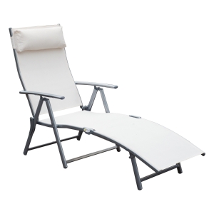 Outsunny Chaise Longue en Textilène Crème