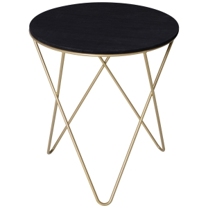 Table basse ronde design style art déco doré noir