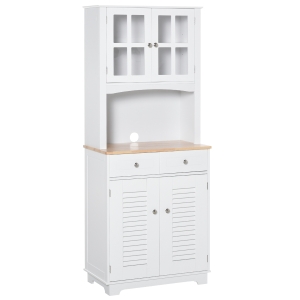 Armoire de cuisine 2 placards 2 portes persiennes et acryliques 2 tiroirs niche MDF blanc
