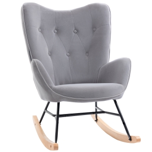 Fauteuil à bascule oreilles grand confort aspect velours
