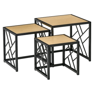 Ensemble de 3 tables basses gigognes style industriel
