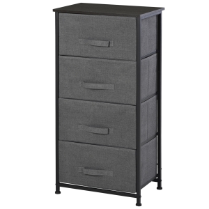 Homcom Meuble de rangement 4 tiroirs chiffonnier dim. 45L x 30l x 92H cm métal MDF non tissé noir