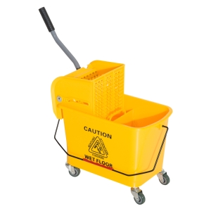 Homcom Chariot de Nettoyage sur Roulettes Jaune 60 x 27 x 71 cm