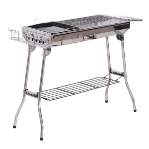 Barbecue à charbon pliable portable étagères + 2 grilles cuisson acier inox.
