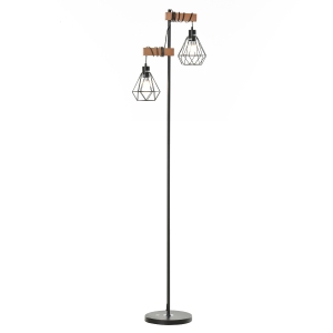 Lampadaire industriel double suspension métal filaire hauteur réglable noir