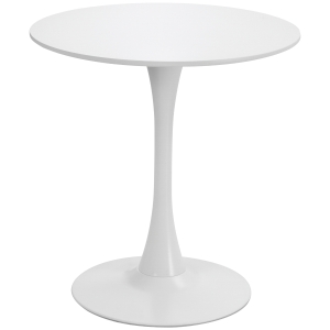 Table ronde tulipe design Ø 60 x 73H cm métal MDF blanc