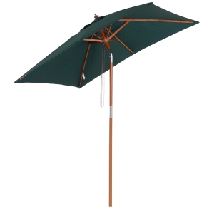 Outsunny Parasol rectangulaire inclinable bois polyester haute densité 2L x 1,5l x 2,3H m vert foncé