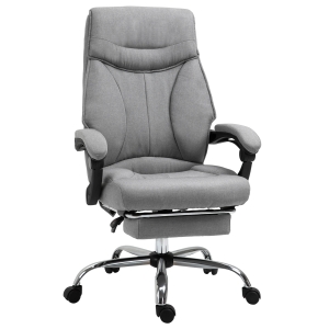 Fauteuil de bureau dossier réglable repose-pied tissu chanvre gris