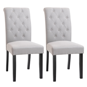 Lot de 2 chaises style Chesterfield lin gris clair