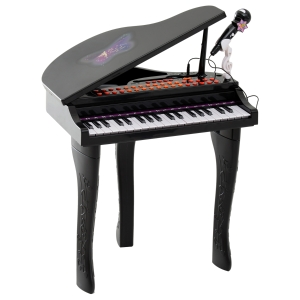 Homcom Jouet musical Piano électronique Clavier avec 37 Touches Instrument d'Éducation Musical avec Micro Haut Parleur Noir