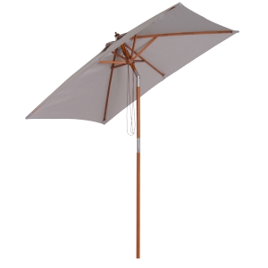 Outsunny Parasol de Jardin en Bambou Inclinable Gris Clair 2 x 1,5 x 2,3 m