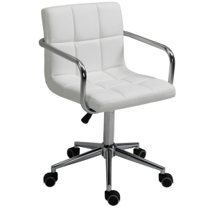 Chaise de bureau manager revêtement synthétique capitonné blanc