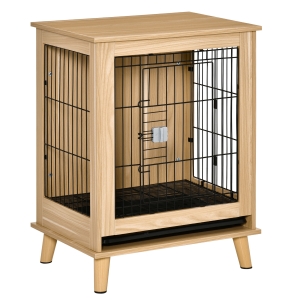 PawHut Cage pour chien sur pied style scandinave porte plateau déjection