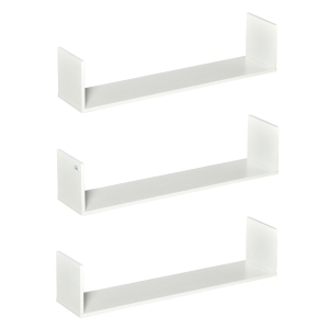 Lot de 3 étagères murales flottantes grain de bois blanc