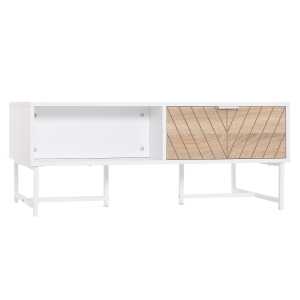 Table basse rectangulaire 2 tiroirs 2 niches aspect bois